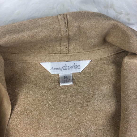 Charming Charlie Faux Suede Tan Fringe Vest H17 - Picture 3 of 7